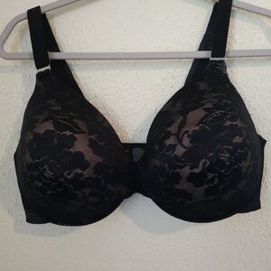 Soma Vanishing Back Bra 38DD Black Lace/Cream Full Coverage Underwire Padded